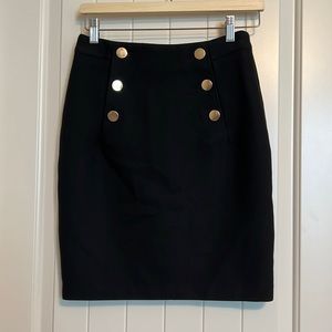 H&M black, pencil skirt, sailor buttons, size 4